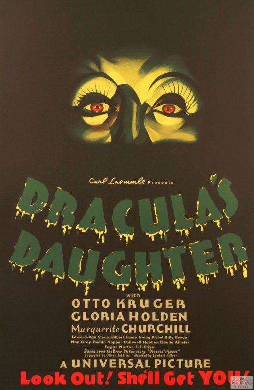 Dracula's Daughter Otto Kruger Carl Laemmle Scary movie poster Classic movie poster vintage movie poster fine art film vintage poster