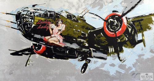 WWII Bomber Lucky Lady Pin-up roll the dice Michael Bryan fine art print