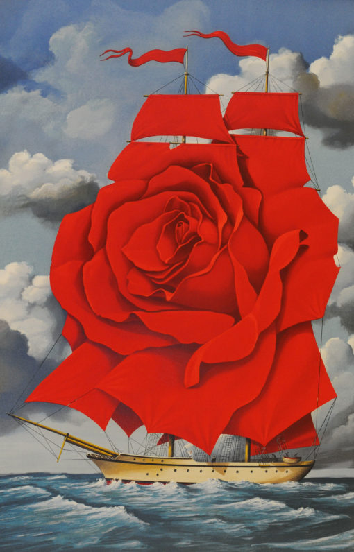 Rafal Olbinski Polish Poster surrealist surrealism dreamscape ocean rose ship