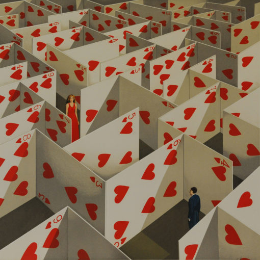 Rafal Olbinski Polish Poster surrealist surrealism dreamscape cards red hearts maze