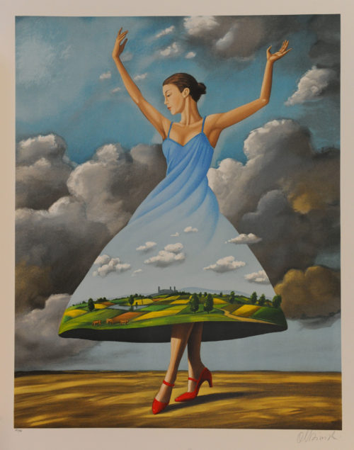 Rafal Olbinski Polish Poster surrealist surrealism dreamscape red shoes fine art lithograph dancing