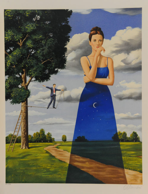 Rafal Olbinski Polish Poster surrealist surrealism dreamscape woman moon tightrope