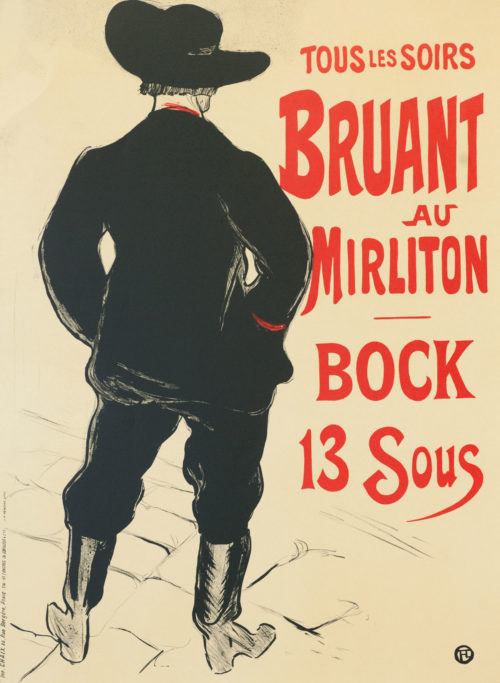 Bruant au Mirliton, Henri de Toulouse-Lautrec black boots paris nightlife belle epoque cabaret vintage poster art