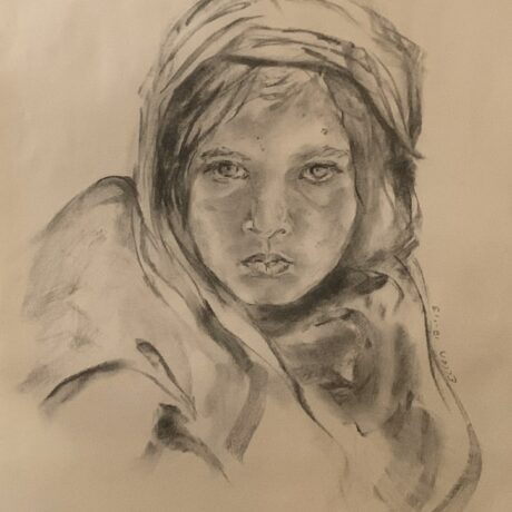 Girl with Blue Eyes - Charcoal on paper