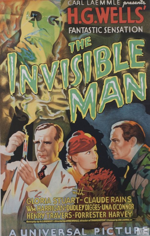 H. G. Wells The Invisible Man Gloria Stuart Claude Rains Universal Picture Carl Laemmle vintage movie poster fine art lithograph